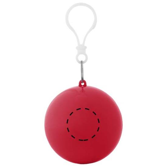 Regnponcho i nyckelringshållare med tryck Röd
