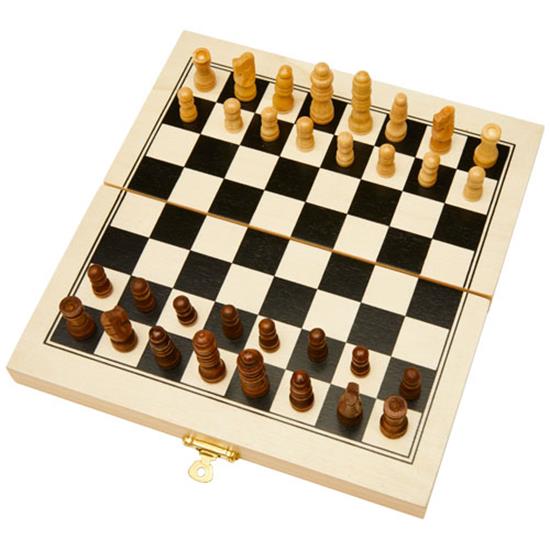 Schackspel King med tryck Naturvit