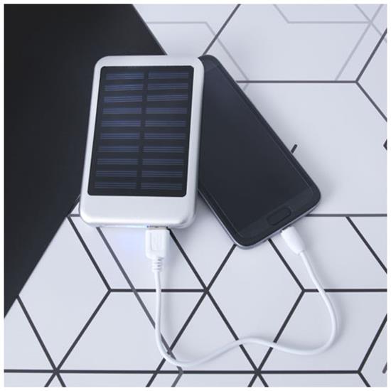 Powerbank Bask 4000 mAh med solcell med tryck Silver