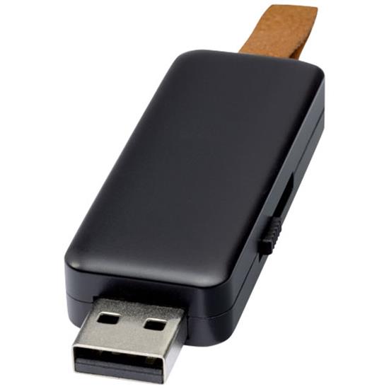 USB-minne Gleam 16GB upplyst logotyp med tryck Svart