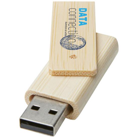 USB-Minne Rotate 8 GB i bambu med tryck Beige