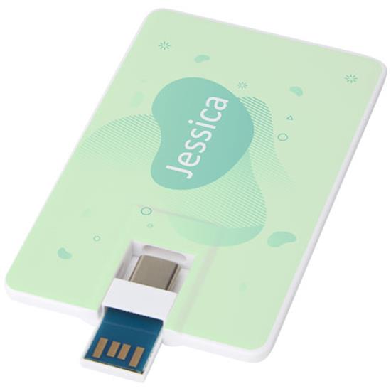 USB-Minne Duo Slim kreditkort 32 GB med Type-C & USB-A 3.0 med tryck Vit