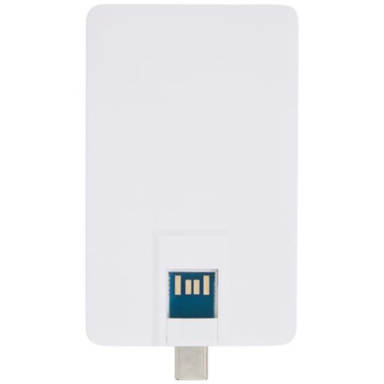 USB-Minne Duo Slim kreditkort 64 GB med Type-C & USB-A 3.0 med tryck Vit