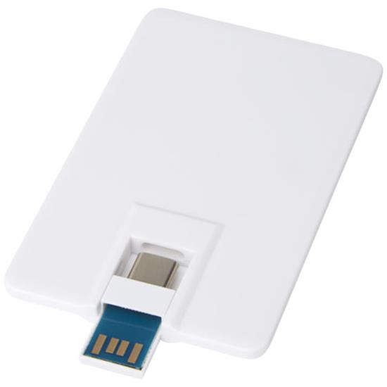 USB-Minne Duo Slim kreditkort 64 GB med Type-C & USB-A 3.0 med tryck Vit