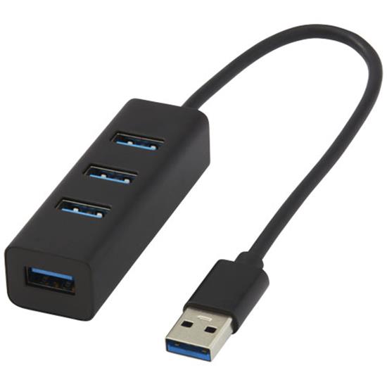 USB-hub Adapt USB 3.0 med tryck Svart