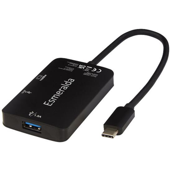 Multimediaadapter ADAPT (USB-A/Type-C/HDMI) med tryck Svart