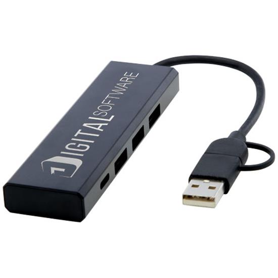 USB-hub Rise med tryck Svart