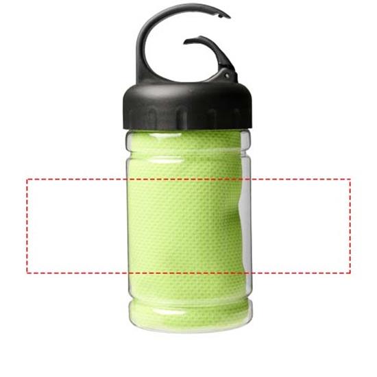 Sporthandduk Remy Cooling i PET-behållare med tryck Limegrön