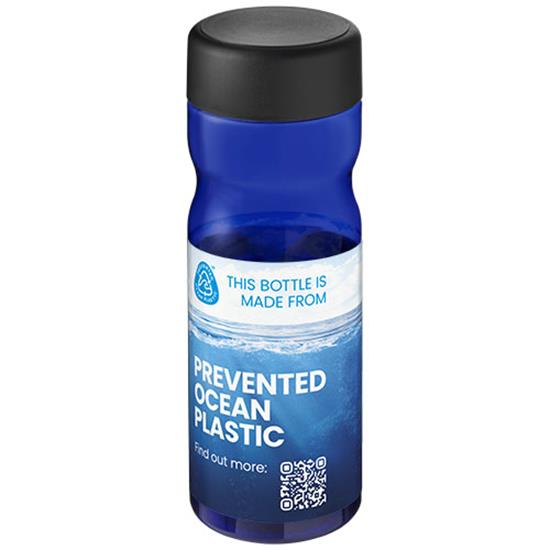 Sportflaska H2O Active® Eco Base 650 ml rPET med skruvkork med tryck Blå/Svart