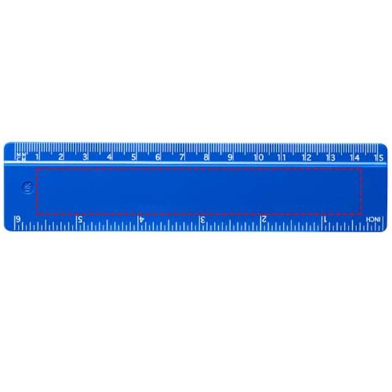 Linjal Renzo 15cm med tryck Blå