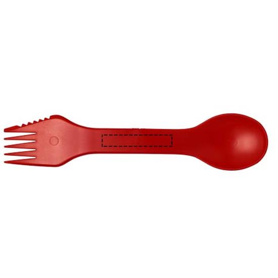 Epsy 3-in-1 – sked, gaffel och kniv med tryck Röd
