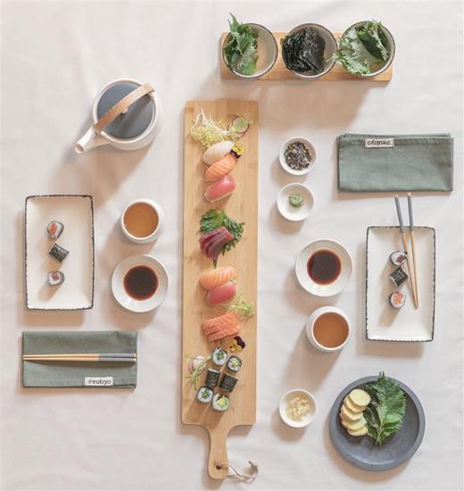 Sushi-set Ukiyo 8-delar med tryck Brun