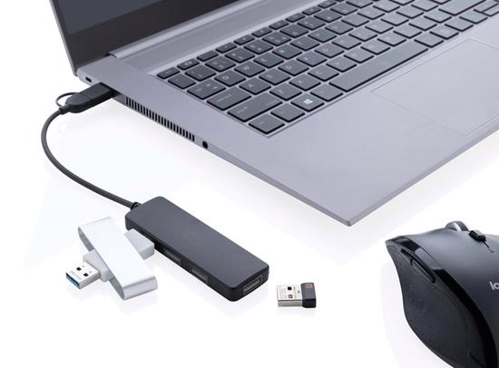 USB-hub Duo i RSC återvunnen plast med tryck Svart