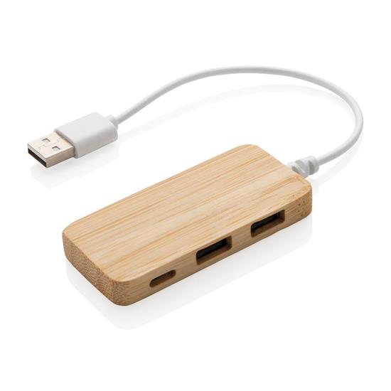 USB-hubb Bambu med Type-C med tryck Brun