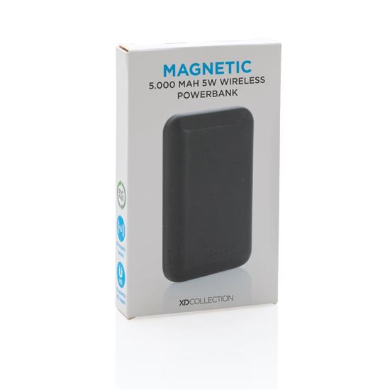 Powerbank Magnetisk 5000 mAh MAGSAFE med tryck Svart
