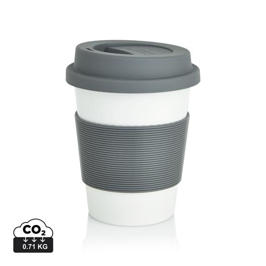 Take-Away Kaffe 350ml med grepp med tryck Grå