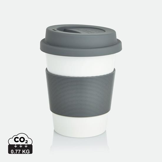 Take-Away Kaffe 350ml med grepp med tryck Grå