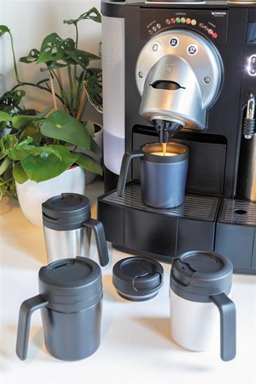 Termosmugg Coffee to go 160ml med handtag med tryck Vit