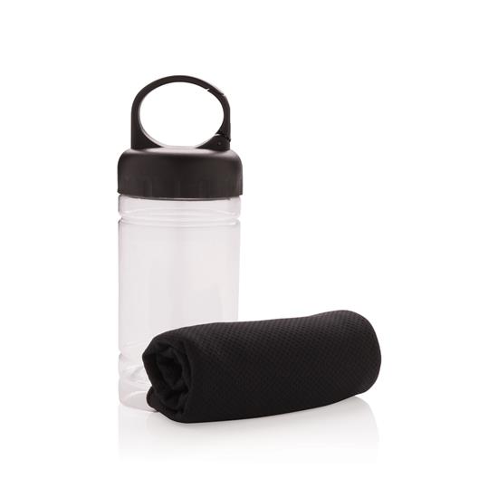 Sporthandduk Kyl i flaskbehållare med tryck Svart