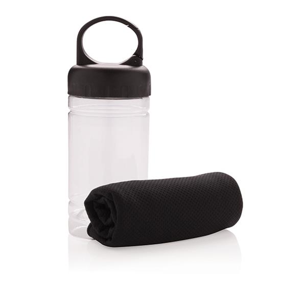 Sporthandduk Kyl i flaskbehållare med tryck Svart