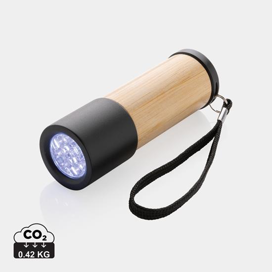 Ficklampa Bambu LED med tryck Brun