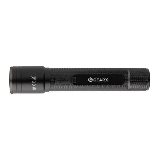 Ficklampa Gear X 3W USB-återuppladdningsbar med tryck Svart