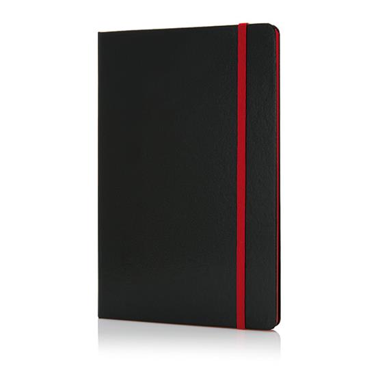Anteckningsbok Deluxe A5 med färgade kantsidor med tryck Röd