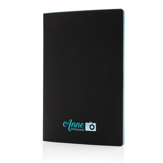 Anteckningsbok Softcover A5 med färgade kanter med tryck Blå
