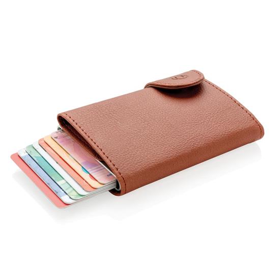 Plånbok C-secure RFID med tryck Brun