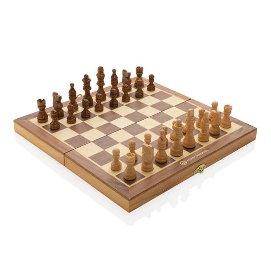 Schackspel Lyxigt i FSC® trä med tryck Brun