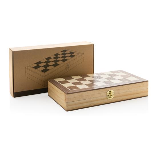 Schackspel Lyxigt i FSC® trä med tryck Brun