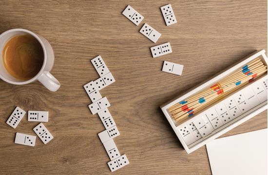 Plockepinn & Domino-spel FSC® med tryck Vit