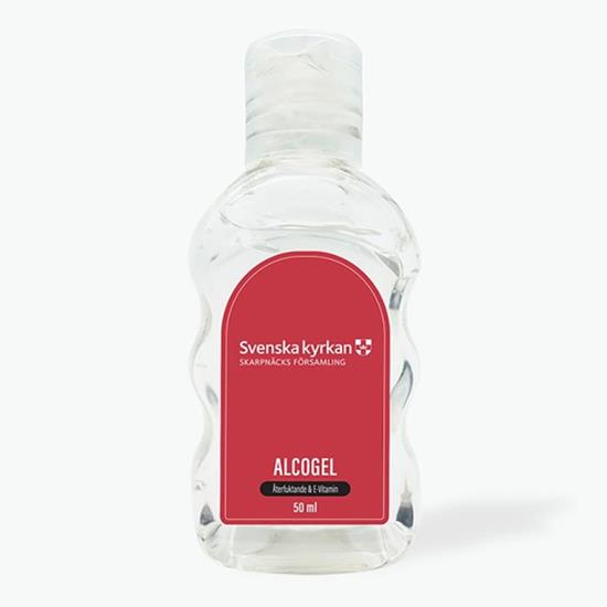 Handsprit flaska Alcogel 50ml med tryck Vit