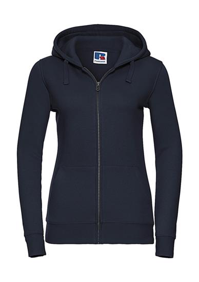 Hoodie Russell Authentic Zip Dam med tryck French Navy